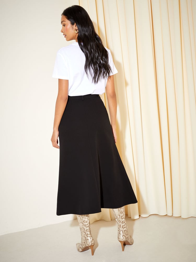 Friends Like These Black Tailored Belted Midi Skirt - Image 4 of 4 Friends Like These Black Tailored Belted Midi Skirt - Image 4 of 4