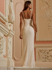 Lipsy White Petite Paige Sequin Cami Cowl Bridesmaid Dress - Image 2 of 3