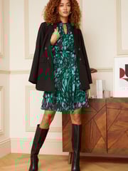 Love & Roses Green Twist Neck Ruffle Hem Long Sleeve Mini Dress - Image 4 of 4