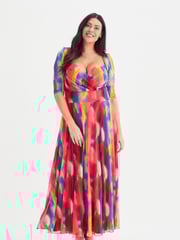 Scarlett & Jo Red Multi Elizabeth Mesh Maxi Dress - Image 1 of 4