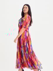 Scarlett & Jo Red Multi Elizabeth Mesh Maxi Dress - Image 3 of 4