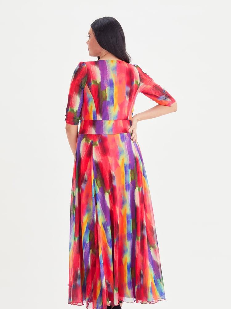Scarlett & Jo Red Multi Elizabeth Mesh Maxi Dress - Image 4 of 4