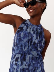 Religion Blue Halterneck Printed Jumpsuit With Wide Leg Trousers - Image 2 of 5