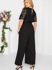 Yours Curve Black London Occasion Lace Wrap Jumpsuit - Image 4 of 4