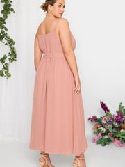 Yours Curve Pink London Occasion Ruffle Wrap Maxi Dress - Image 3 of 4
