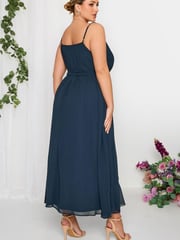 Yours Curve Blue London Occasion Ruffle Wrap Maxi Dress - Image 2 of 4