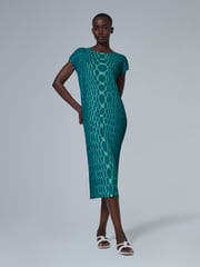 leem Green Plisse Midi Dress - Image 1 of 5