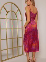 Chi Chi London Red & Purple Ruched Wrap Floral Maxi Dress - Image 2 of 4