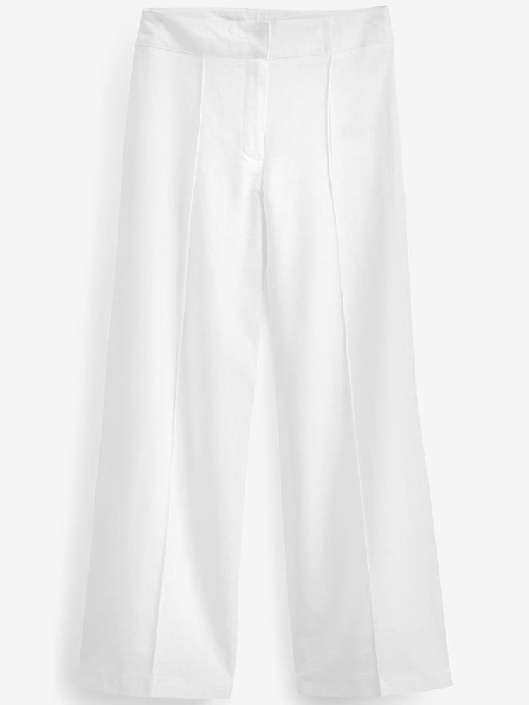PixieGirl Petite White Wide Leg Linen Trousers With A Touch Of Linen - Image 3 of 3