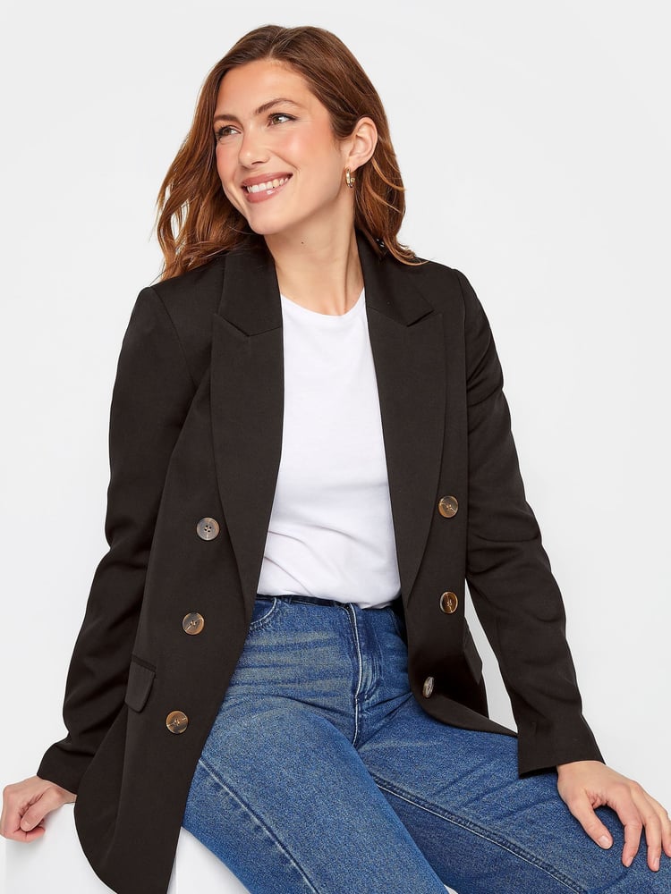 Long Tall Sally Black Double Breasted Blazer - Image 2 of 5