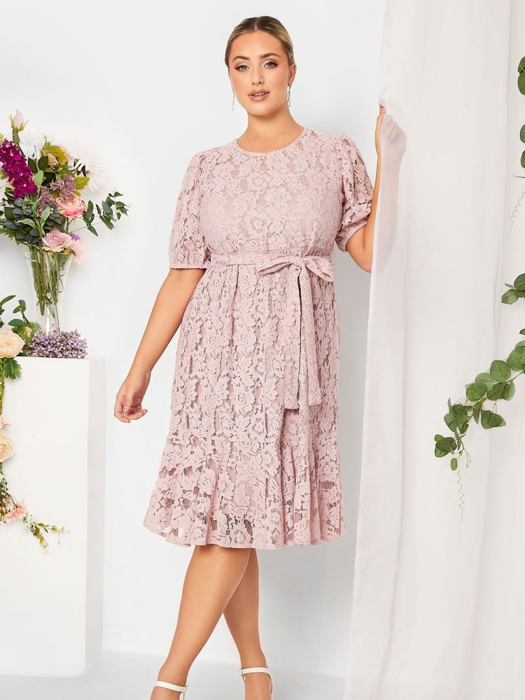 Yours Curve Pink London Lace Dress - Image 2 of 4