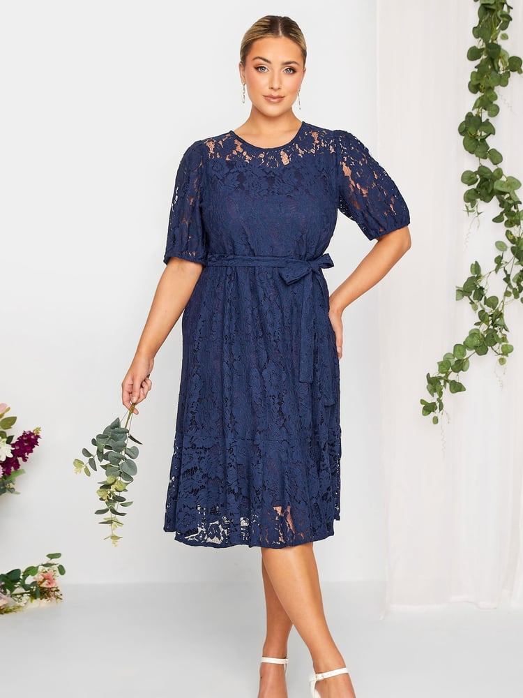 Yours Curve Blue London Lace Dress - Image 2 of 4