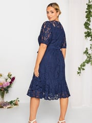 Yours Curve Blue London Lace Dress - Image 3 of 4