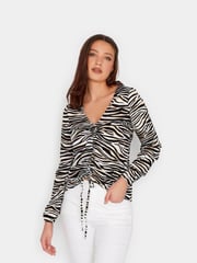 Long Tall Sally Black Ruched Long Sleeve Top - Image 1 of 5