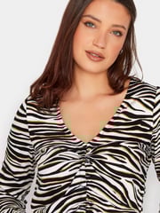 Long Tall Sally Black Ruched Long Sleeve Top - Image 5 of 5