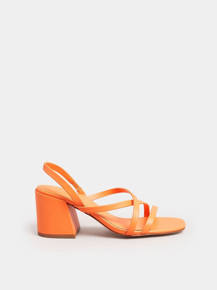 Long Tall Sally Orange Strippy Block Heel Sandal - Image 2 of 5