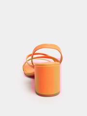 Long Tall Sally Orange Strippy Block Heel Sandal - Image 4 of 5