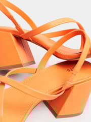 Long Tall Sally Orange Strippy Block Heel Sandal - Image 5 of 5