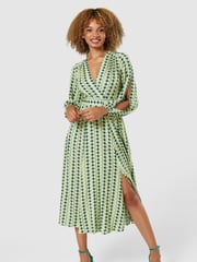Closet Green Full Skirt Wrap Dress - Image 2 of 5
