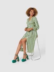 Closet Green Full Skirt Wrap Dress - Image 3 of 5