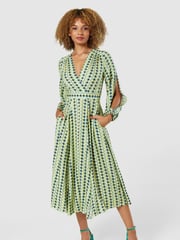 Closet Green Full Skirt Wrap Dress - Image 4 of 5