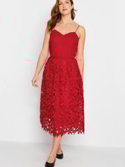 Long Tall Sally Red Lace V-Neck Midi Dress - Image 1 of 4