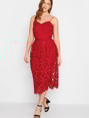 Long Tall Sally Red Lace V-Neck Midi Dress - Image 2 of 4