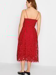 Long Tall Sally Red Lace V-Neck Midi Dress - Image 3 of 4