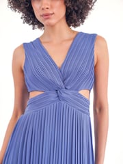 TFNC Blue Fully Pleated Dress With Cut Out Waist - Image 4 of 5