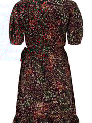 Pour Moi Black Ditsy Kelly Woven Viscose Short Sleeve Frill Wrap Dress - Image 5 of 5