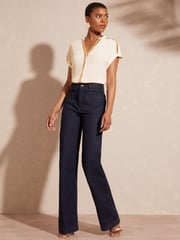 Love & Roses Ivory Sequin V Neck Roll Sleeve Blouse - Image 4 of 4