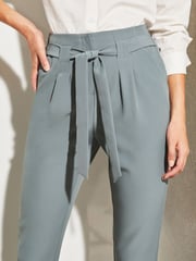 Lipsy Steel Blue Tailored Belted Tapered Trousers - Image 4 of 4