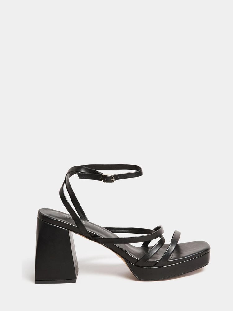 Yours Curve Black Wide FIt Wide Fit Chunky Platform Strappy Sandal - Image 2 of 5