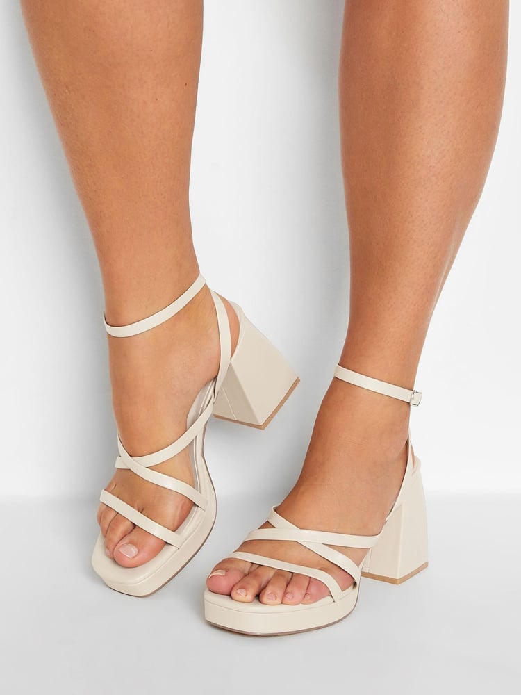 Yours Curve White Extra Wide Fit Wide Fit Chunky Platform Strappy Sandal - Image 1 of 5