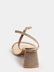 Yours Curve Gold Wide FIt Extra-Wide Fit Strappy Sparkle Heel Sandal - Image 3 of 5
