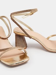 Yours Curve Gold Wide FIt Extra-Wide Fit Strappy Sparkle Heel Sandal - Image 5 of 5