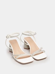 Yours Curve White Extra Wide Fit Extra Wide Fit Strappy Sparkle Heel Sandal - Image 2 of 5