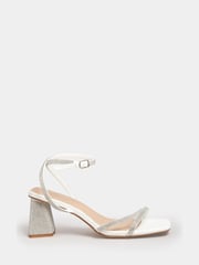 Yours Curve White Extra Wide Fit Extra Wide Fit Strappy Sparkle Heel Sandal - Image 3 of 5