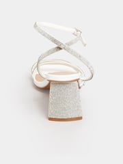 Yours Curve White Extra Wide Fit Extra Wide Fit Strappy Sparkle Heel Sandal - Image 4 of 5