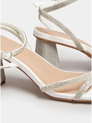 Yours Curve White Extra Wide Fit Extra Wide Fit Strappy Sparkle Heel Sandal - Image 5 of 5