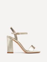 Linzi Gold PU Beverley Square Toe Block Heeled Sandal - Image 2 of 4