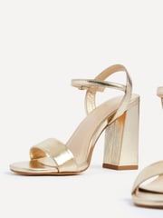 Linzi Gold PU Beverley Square Toe Block Heeled Sandal - Image 4 of 4