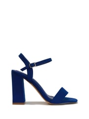 Linzi Cobalt Blue Beverley Square Toe Block Heeled Sandal - Image 2 of 4