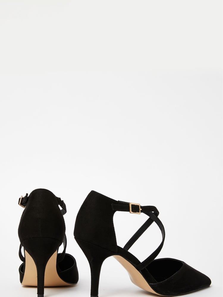 Friends Like These Black Wide FIt Cross Over Pointed Mid Court Heel - Image 4 of 4