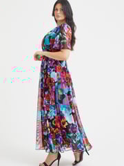 Scarlett & Jo Red & Blue Multi Floral Isabelle Angel Sleeve Maxi Dress - Image 3 of 4