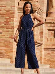 Sosandar Blue Spot Halterneck Jumpsuit - Image 1 of 4