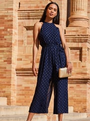 Sosandar Blue Spot Halterneck Jumpsuit - Image 2 of 4