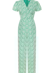 Yumi Green Multi Ditsy Floral Wrap Jumpsuit - Image 5 of 5