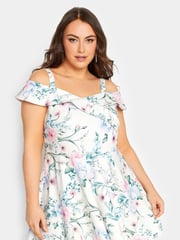 Yours Curve White London Bardot Peplum Top - Image 1 of 4