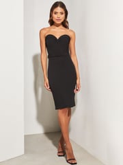 Lipsy Black Premium Sweetheart Detachable Feather Hem Midi Dress - Image 3 of 4